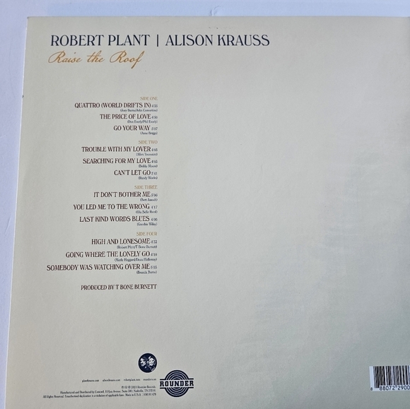 Robert Plant & Alison Krauss Raise the Roof 2021 Vinyl Record Rounder Records - Picture 9 of 17